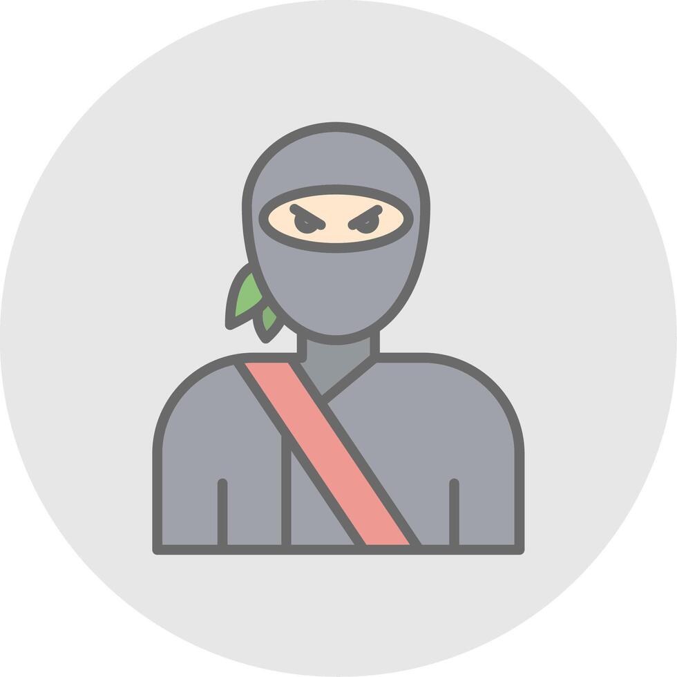 Ninja Line Filled Light Icon vector