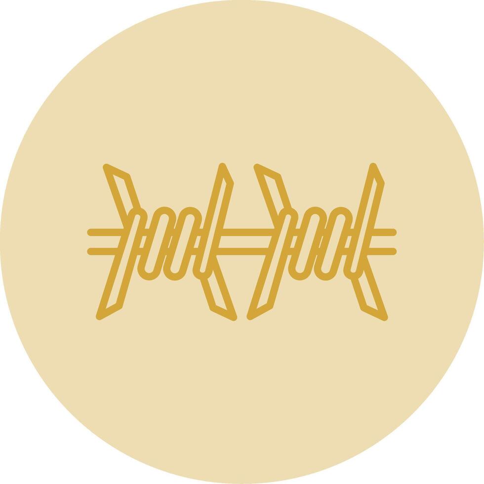 Barbed Wire Line Yellow Circle Icon vector