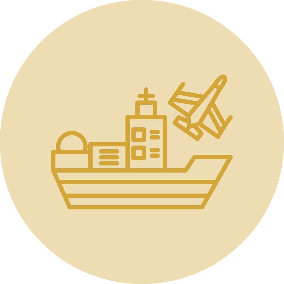 Ship Line Yellow Circle Icon vector