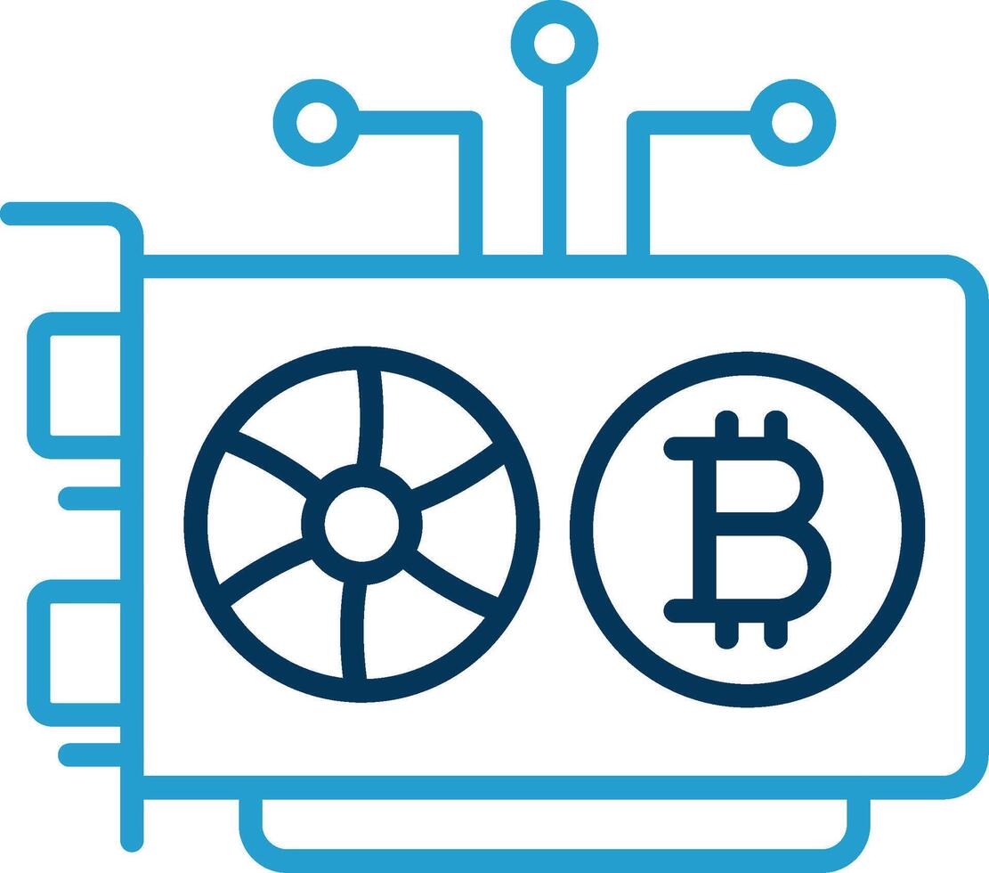Mining Rig Line Blue Two Color Icon vector