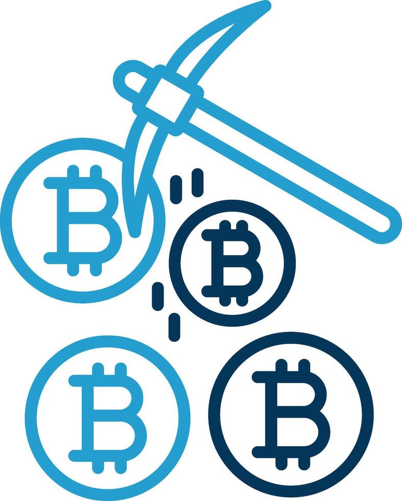 bitcoin minería línea azul dos color icono vector