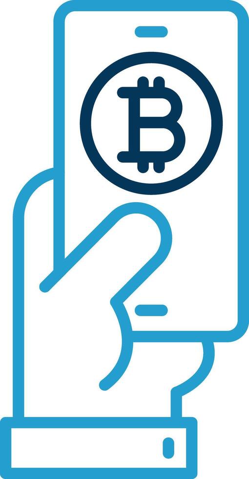 Pay Bitcoin Line Blue Two Color Icon vector