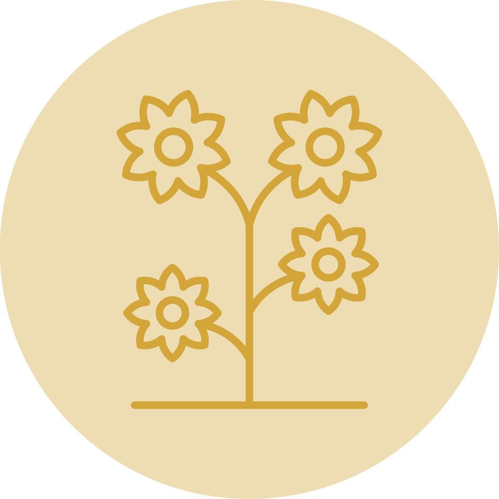 Flower Line Yellow Circle Icon vector