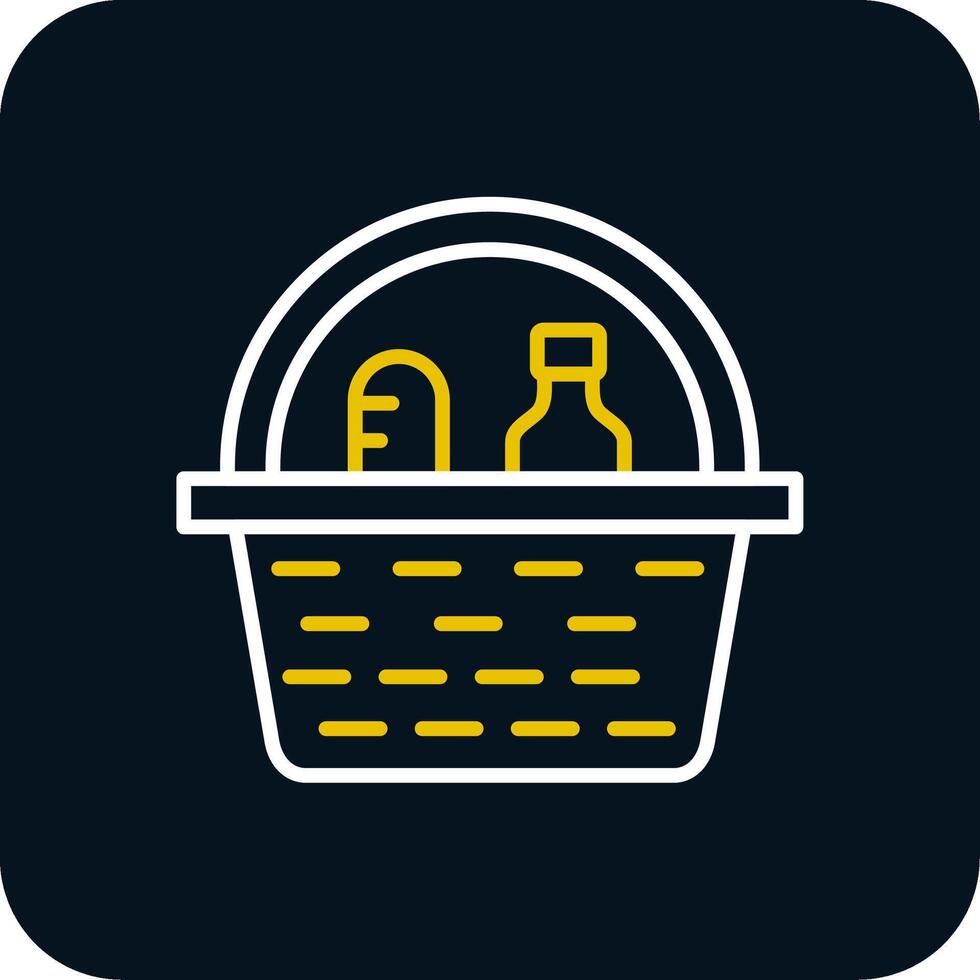 Picnic Basket Line Red Circle Icon vector