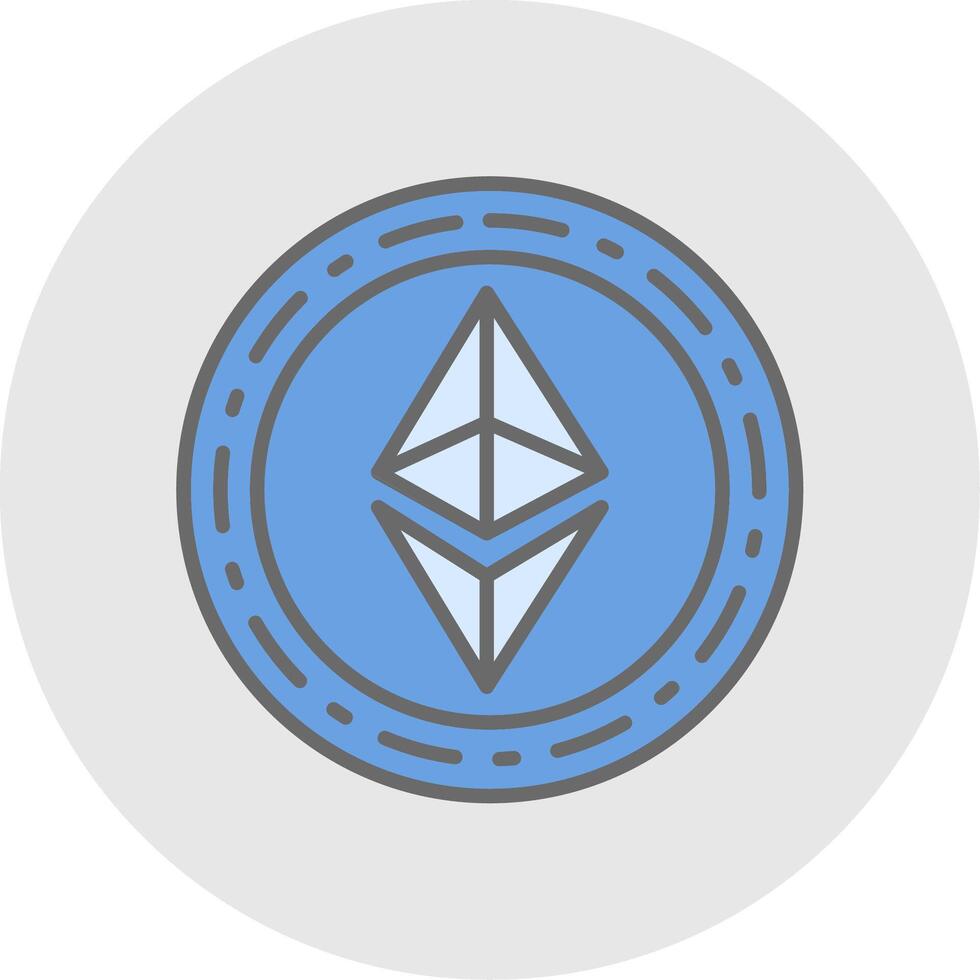 ethereum moneda línea lleno ligero icono vector