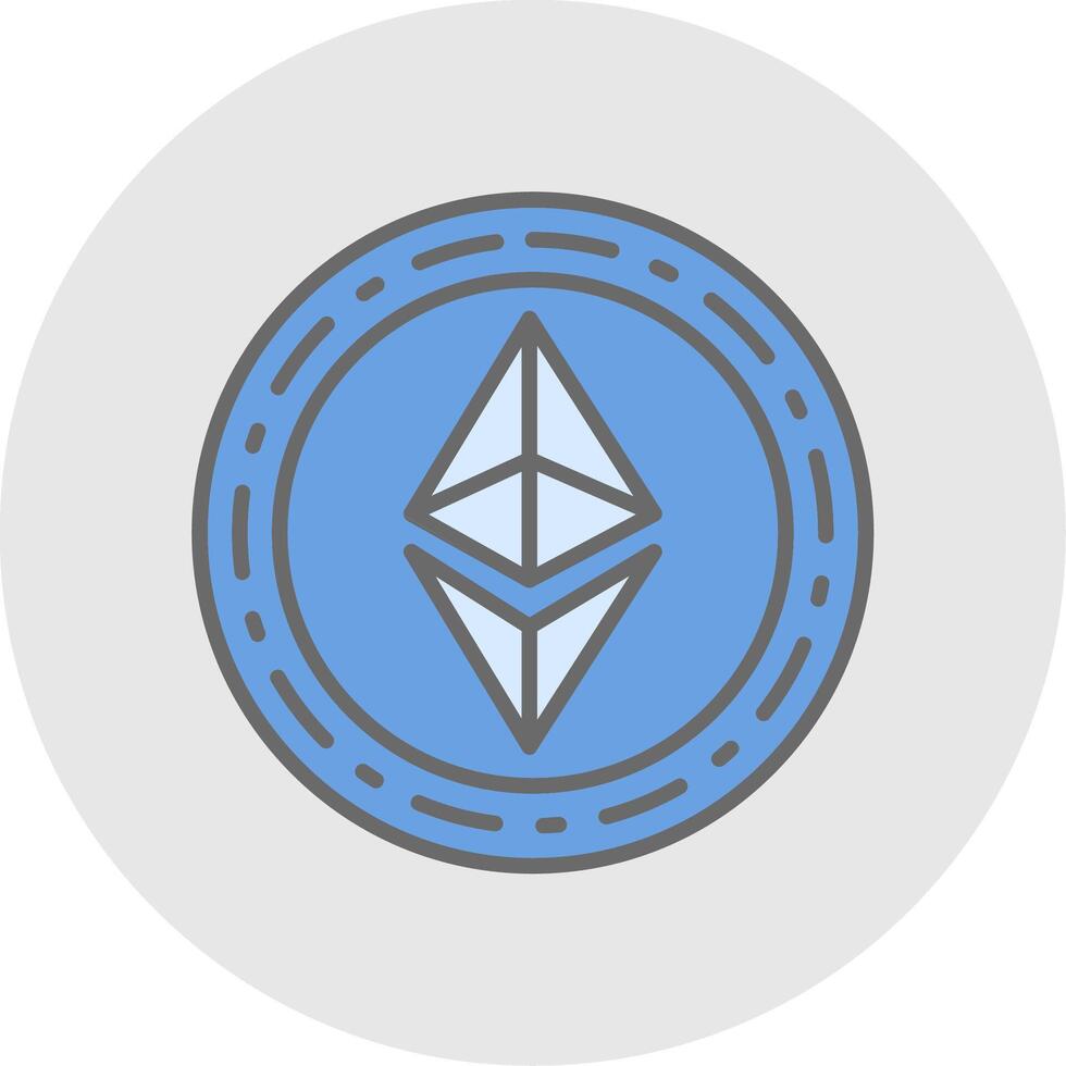 Ethereum Coin Line Filled Light Icon vector