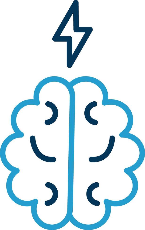 Brain Line Blue Two Color Icon vector