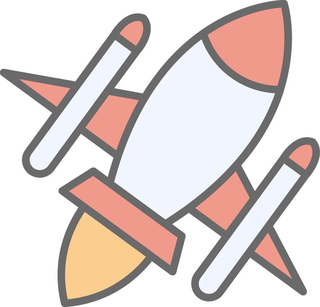 Rocket Ship Line Filled Light Icon vector