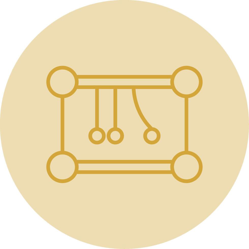 Newtons Cradle Line Yellow Circle Icon vector