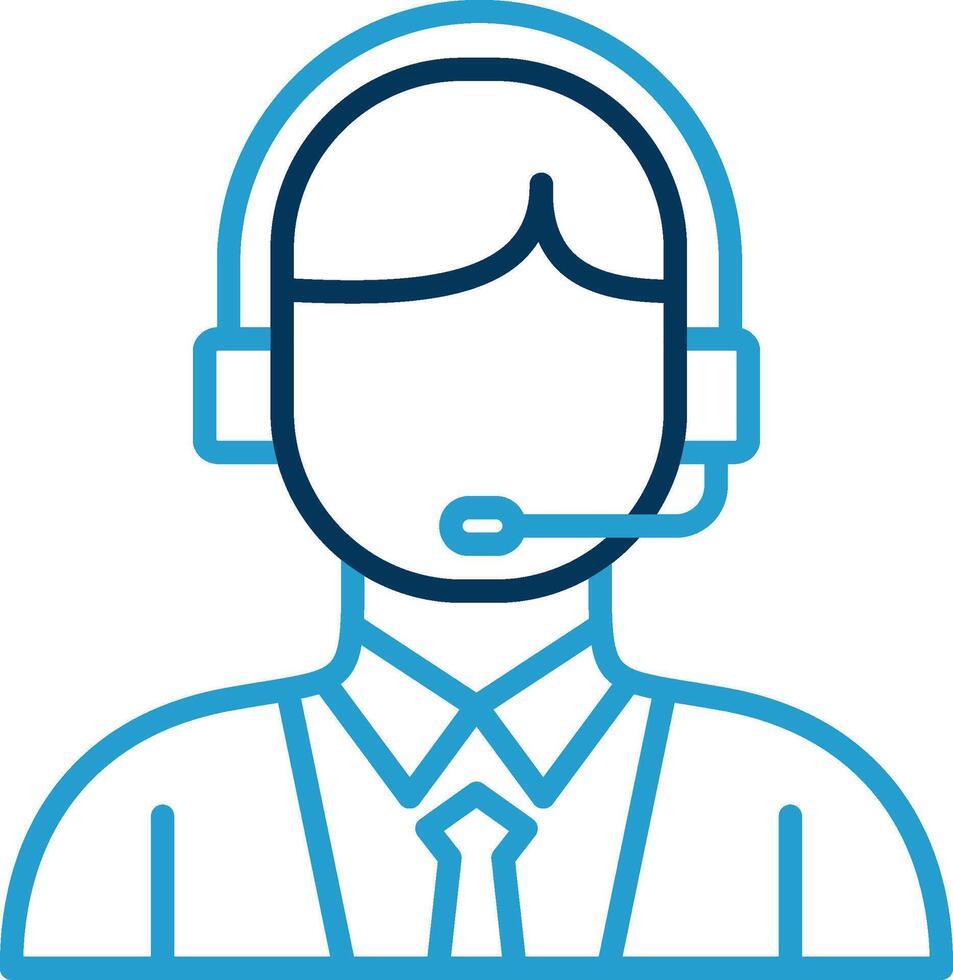 Customer Service Line Blue Two Color Icon vector