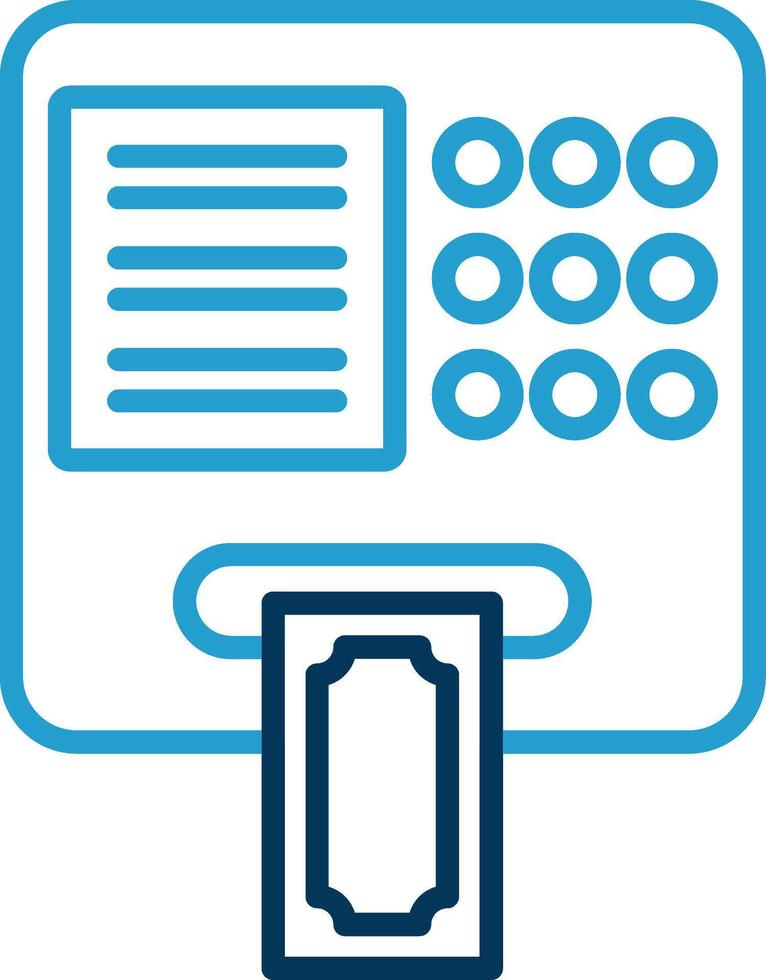 ATM Machine Line Blue Two Color Icon vector