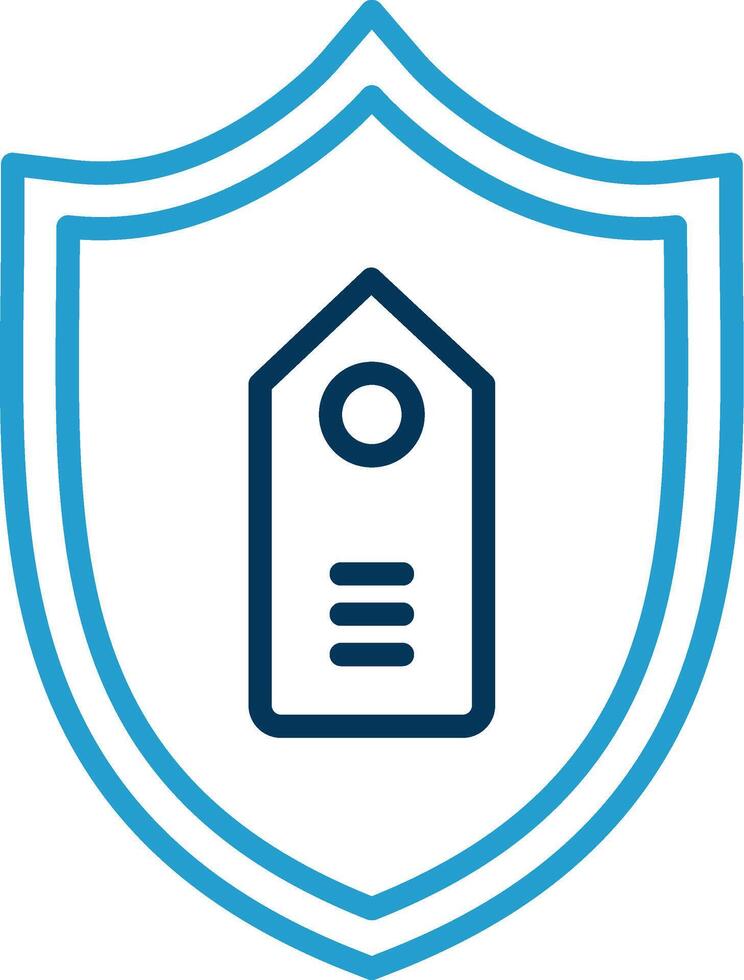 marca proteccion línea azul dos color icono vector