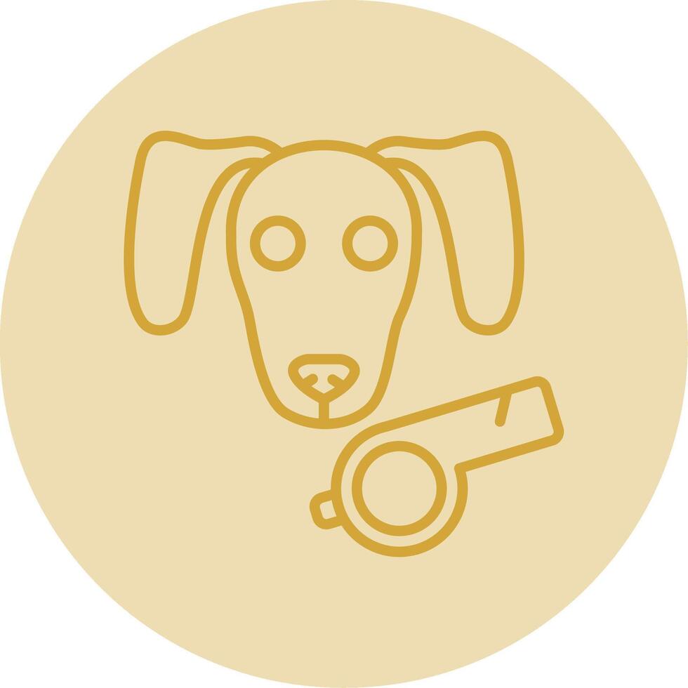 Dog Line Yellow Circle Icon vector