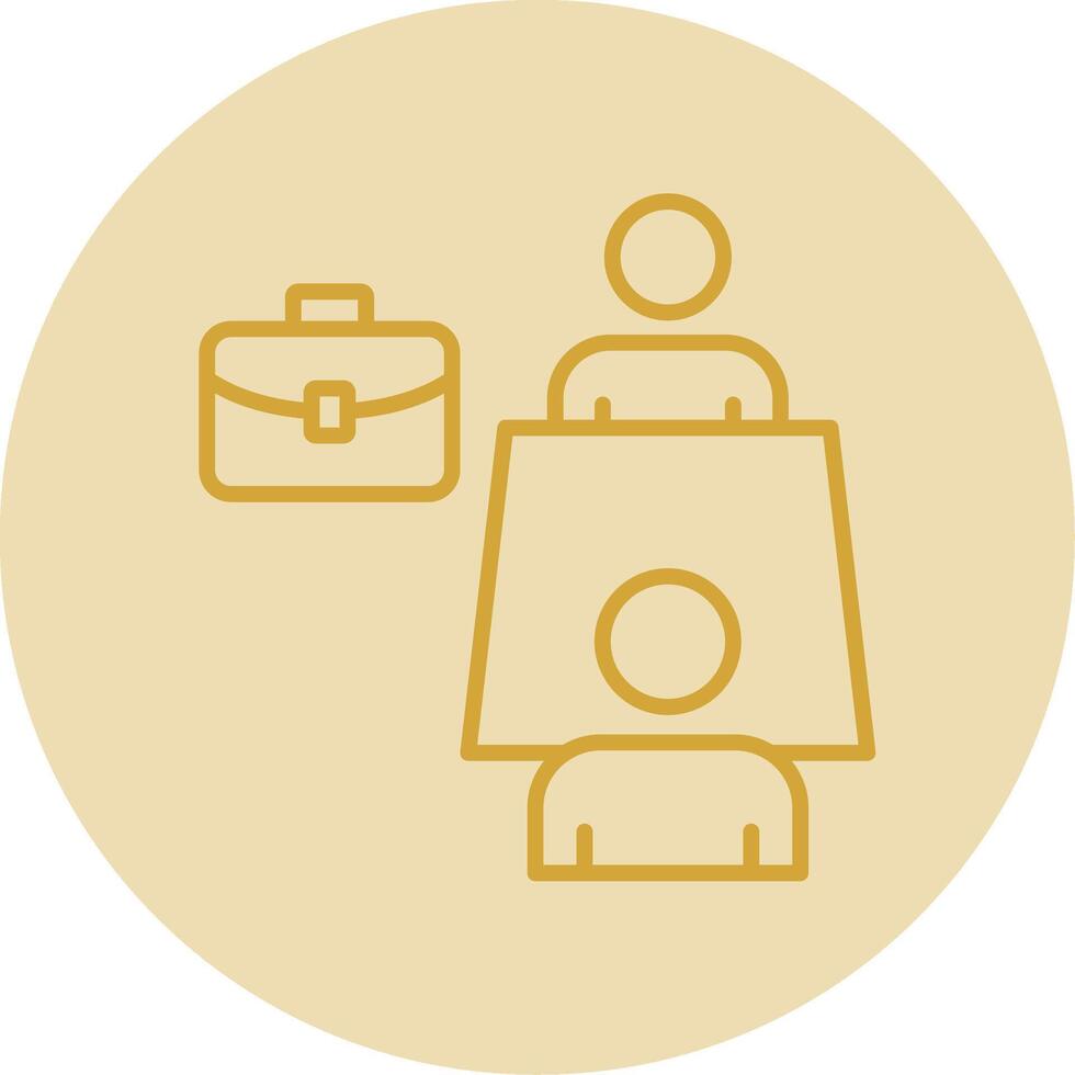 Business Meeting Line Yellow Circle Icon vector
