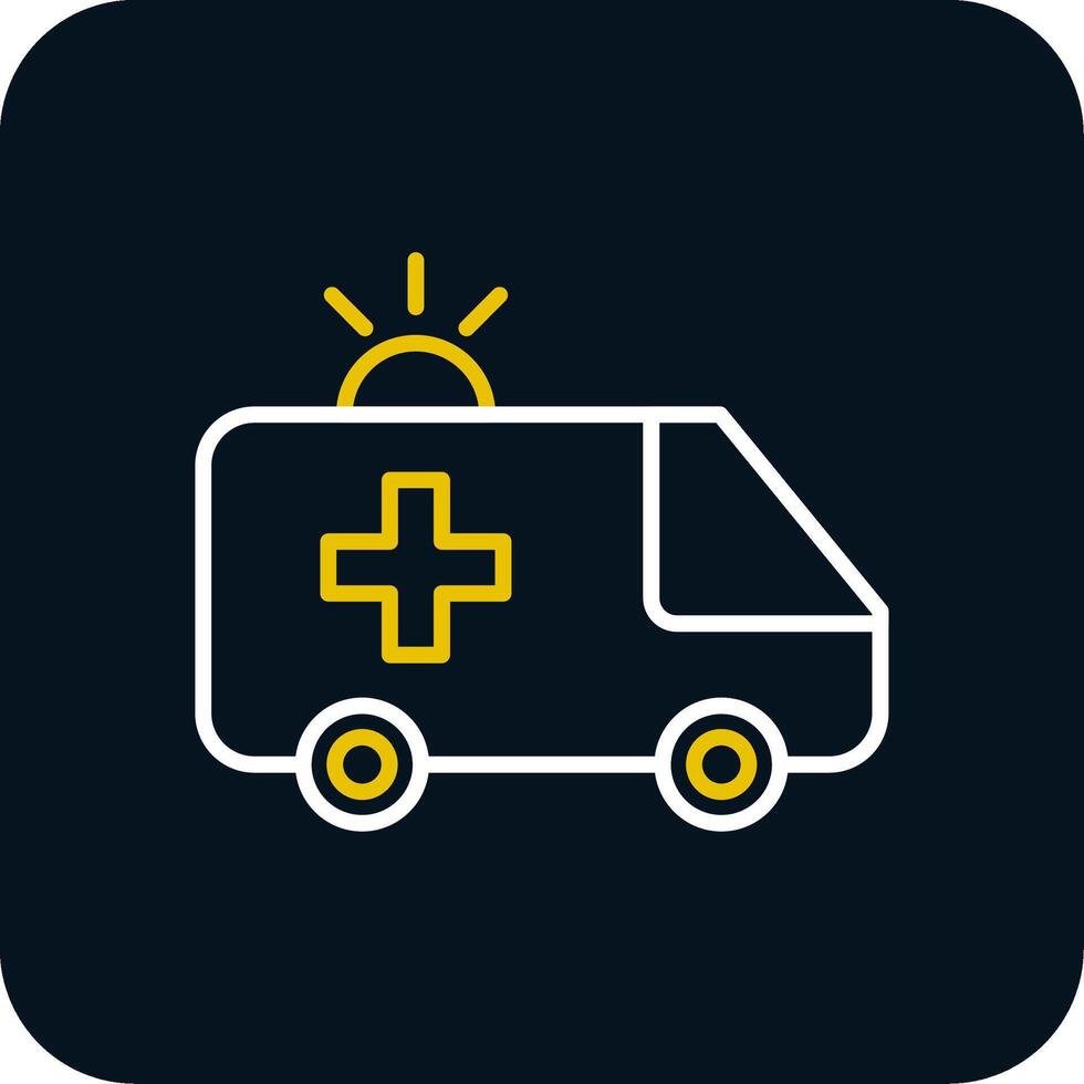 ambulancia línea amarillo blanco icono vector