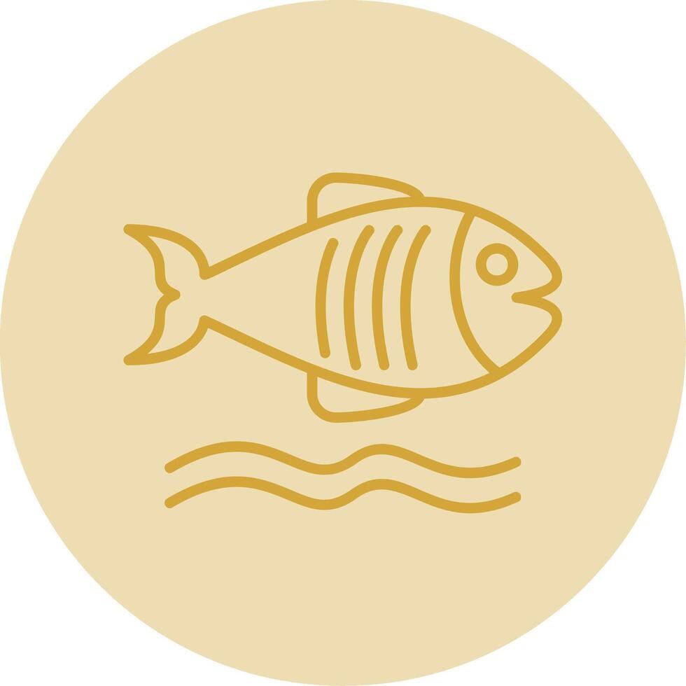 Flounder Line Yellow Circle Icon vector