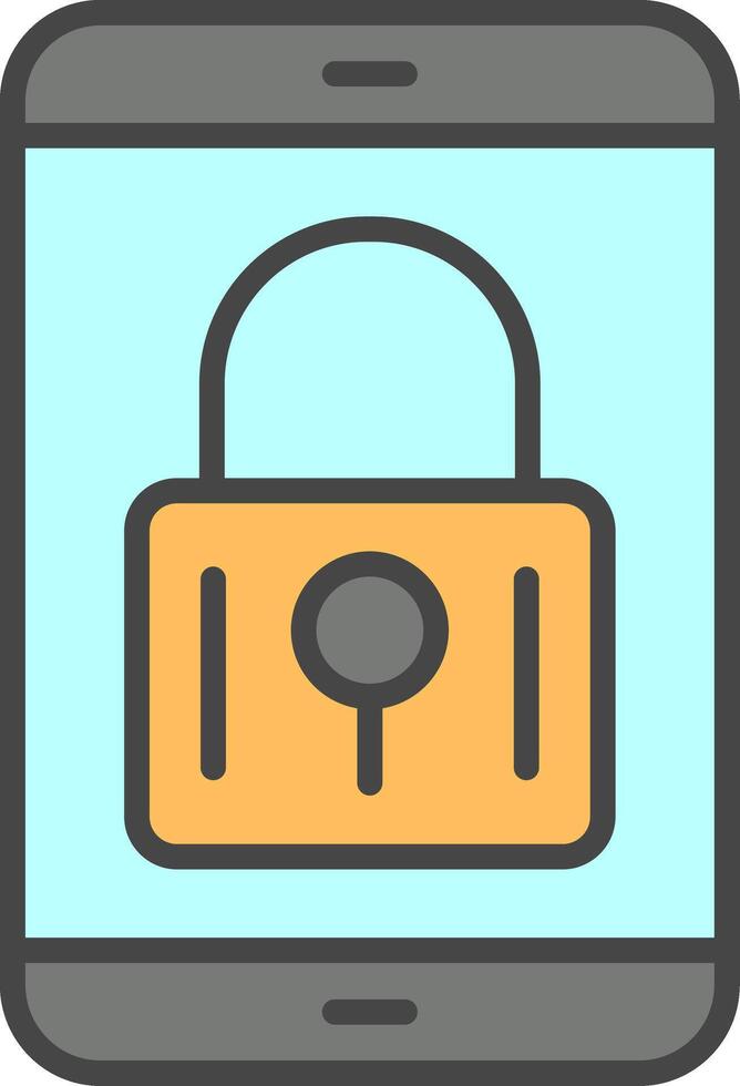 Mobile Security Line Filled Light Icon vector