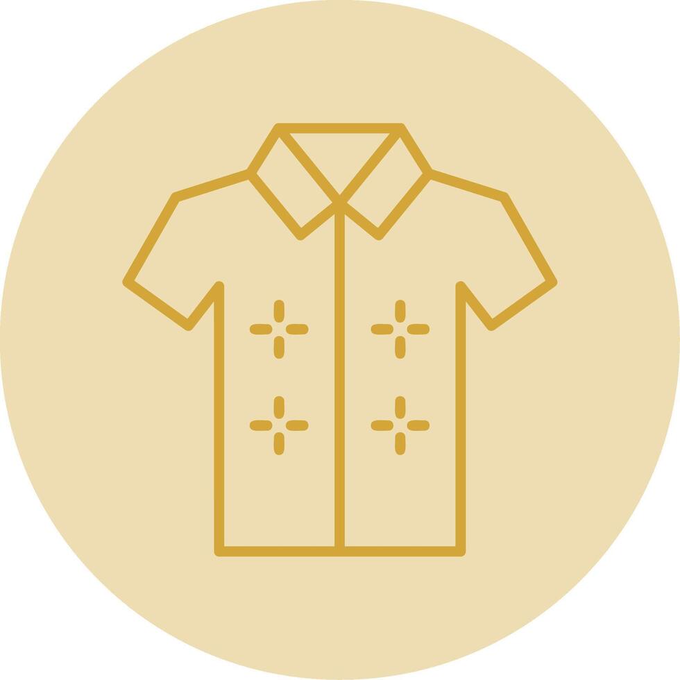 hawaiano camisa línea amarillo circulo icono vector