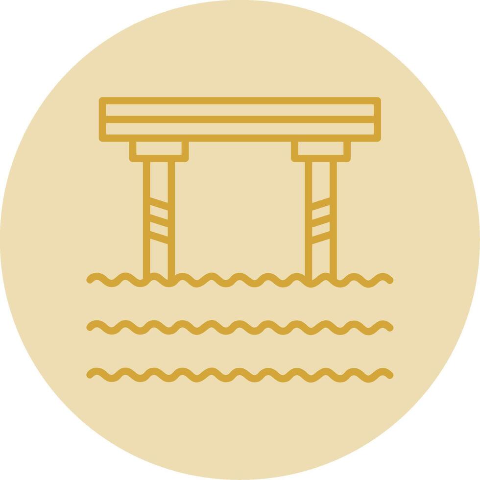 Bridge Line Yellow Circle Icon vector