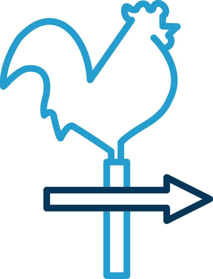 Weather Vane Line Blue Two Color Icon vector