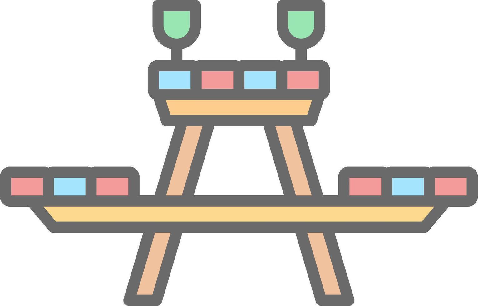 Picnic Table Line Filled Light Icon vector