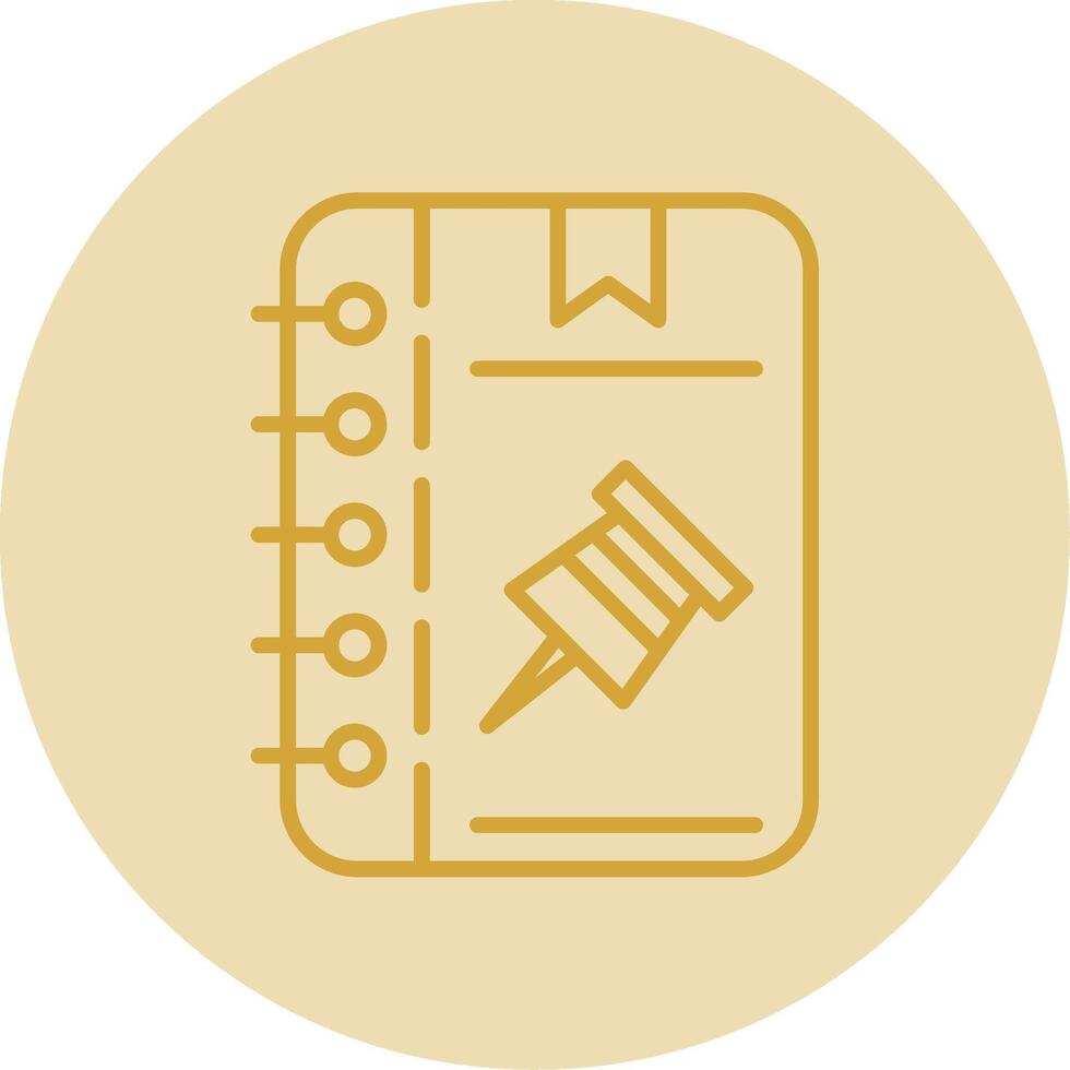 Push Pin Line Yellow Circle Icon vector