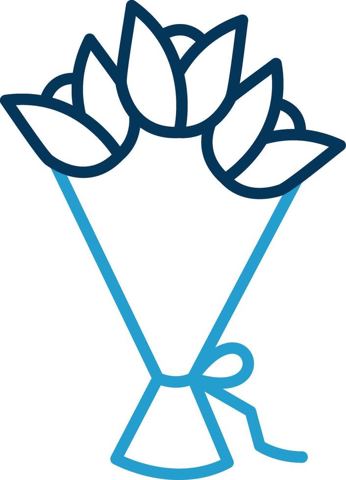 Hand Bouquet Line Blue Two Color Icon vector