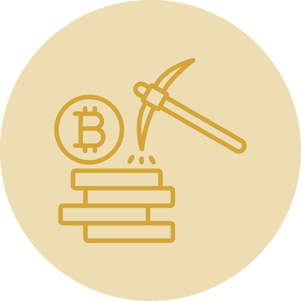 Bitcoin Mining Line Yellow Circle Icon vector
