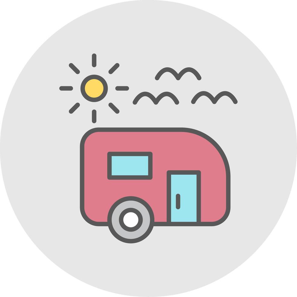Trailer park Line Filled Light Icon vector