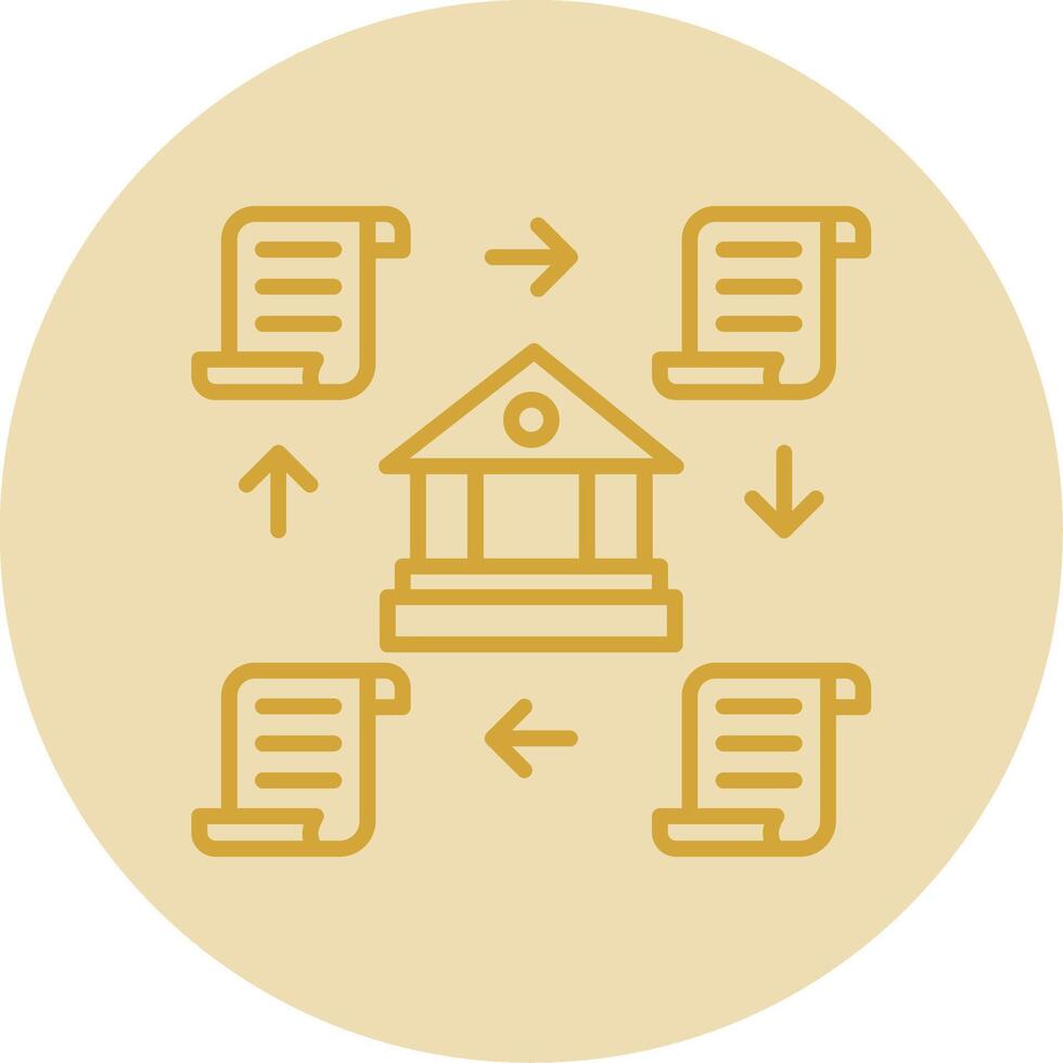 Distributed Ledger Line Yellow Circle Icon vector