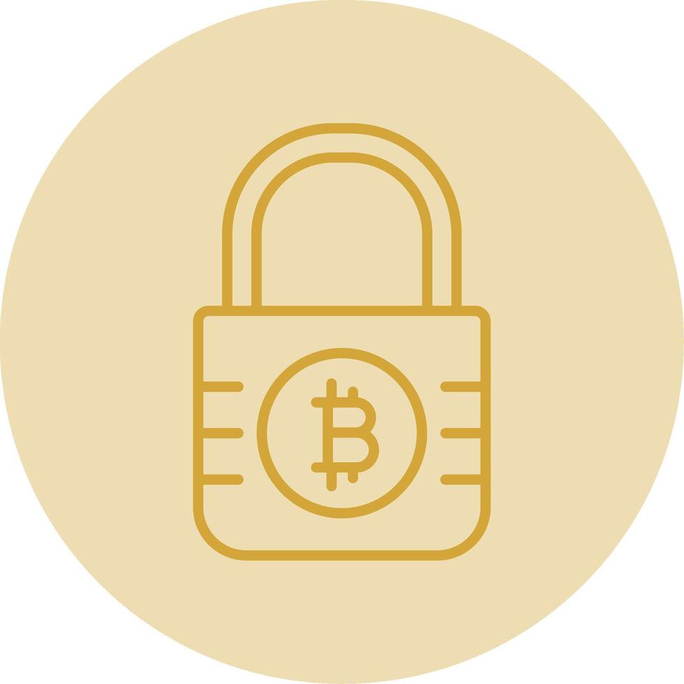 Bitcoin Encryption Line Yellow Circle Icon vector