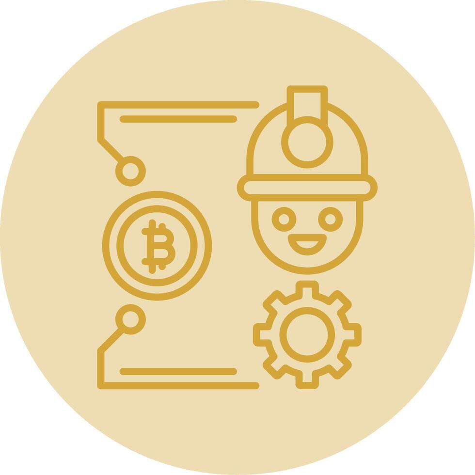 Bitcoin Craft Line Yellow Circle Icon vector