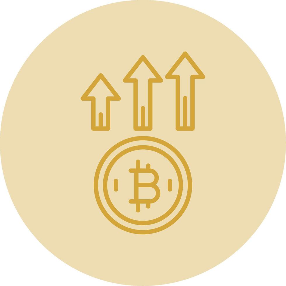 Bitcoin Up Line Yellow Circle Icon vector
