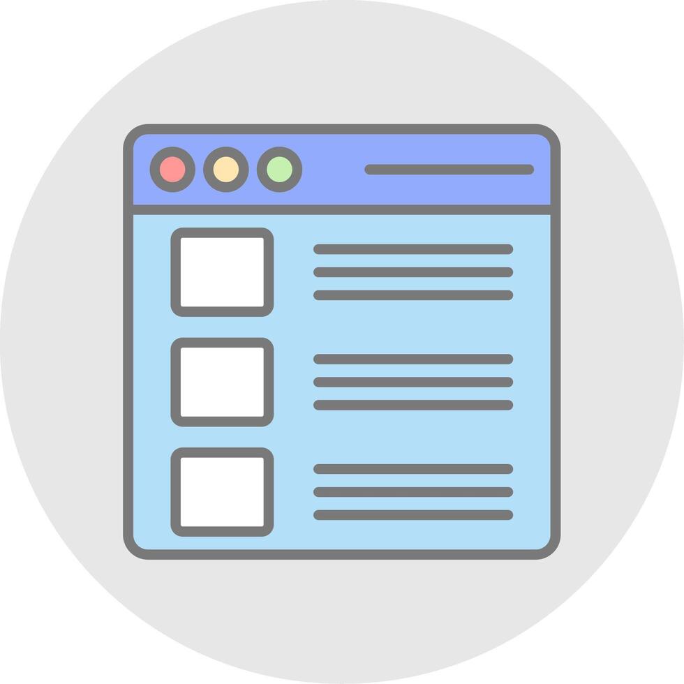 Window Page Line Filled Light Icon vector