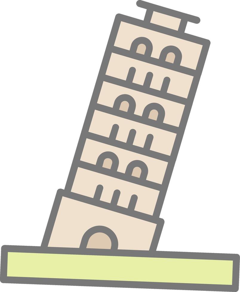 Pisa Tower Line Filled Light Icon vector
