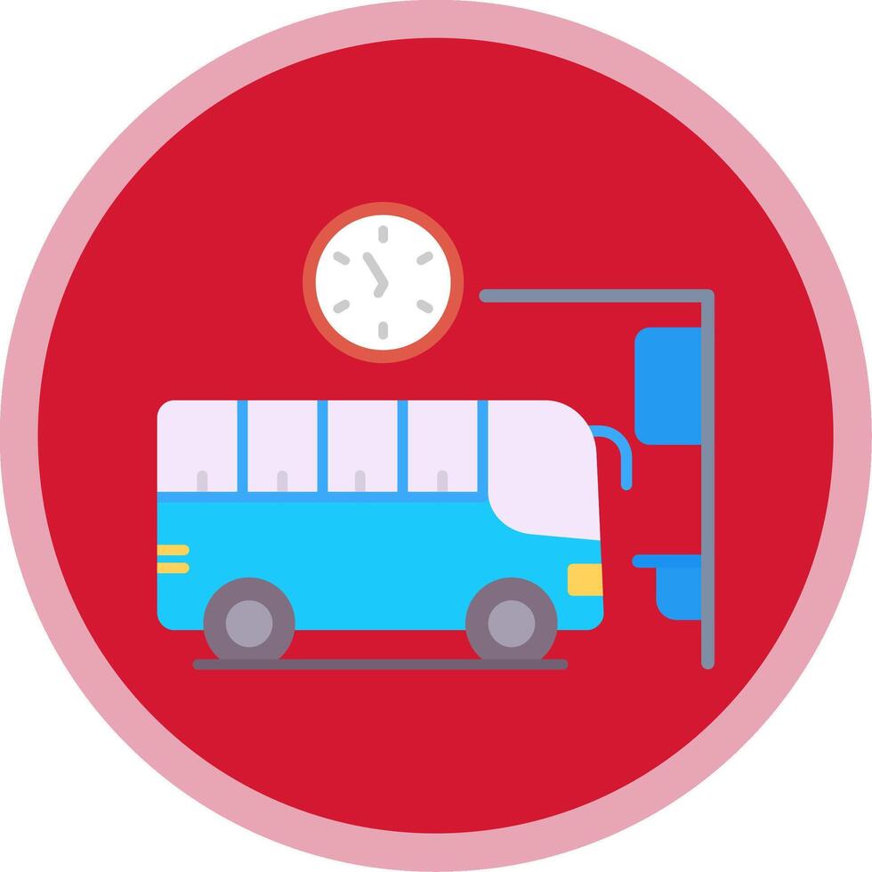 Bus Station Flat Multi Circle Icon vector