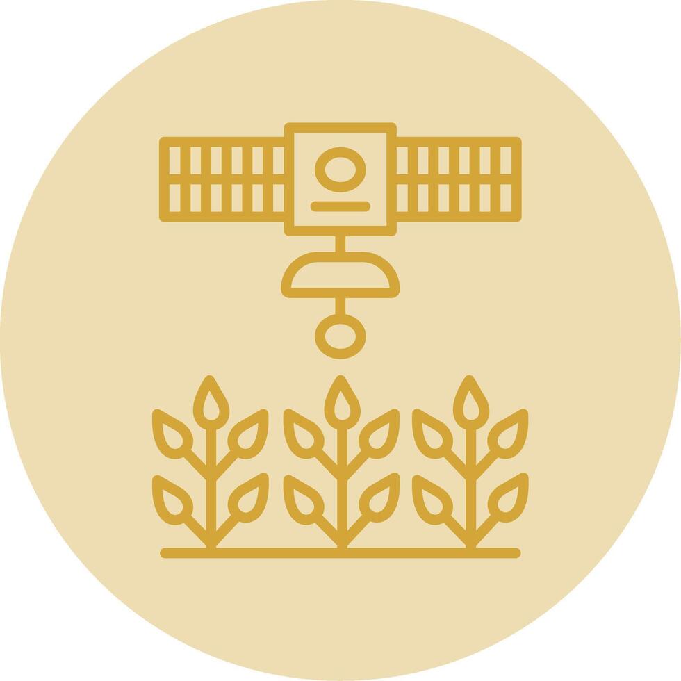 Satellite Crop Monitoring Line Yellow Circle Icon vector