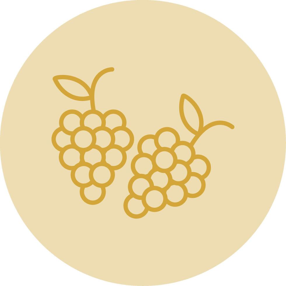 Grapes Line Yellow Circle Icon vector