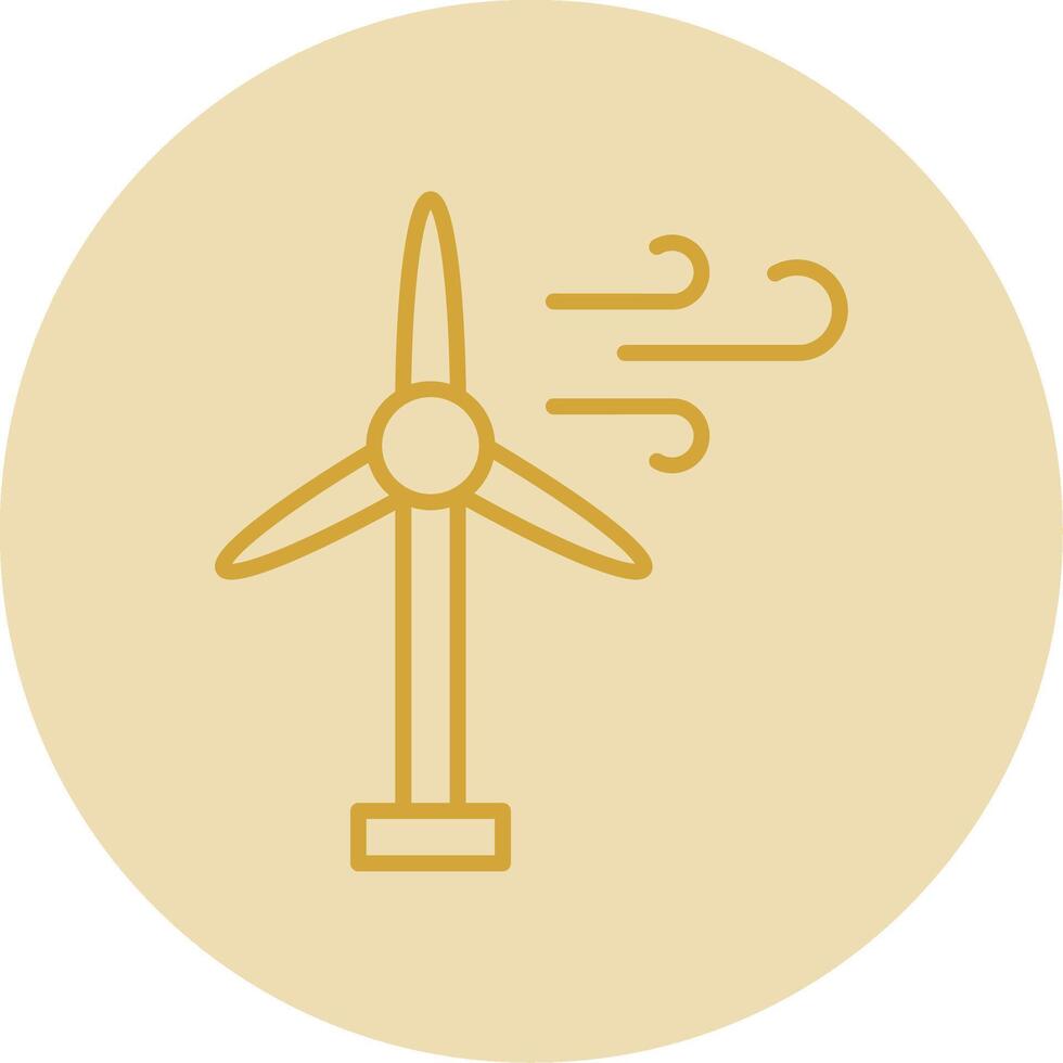 Wind Turbine Line Yellow Circle Icon vector