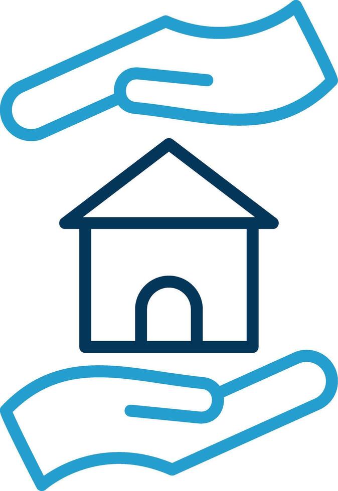 Home Insurance Line Blue Two Color Icon vector