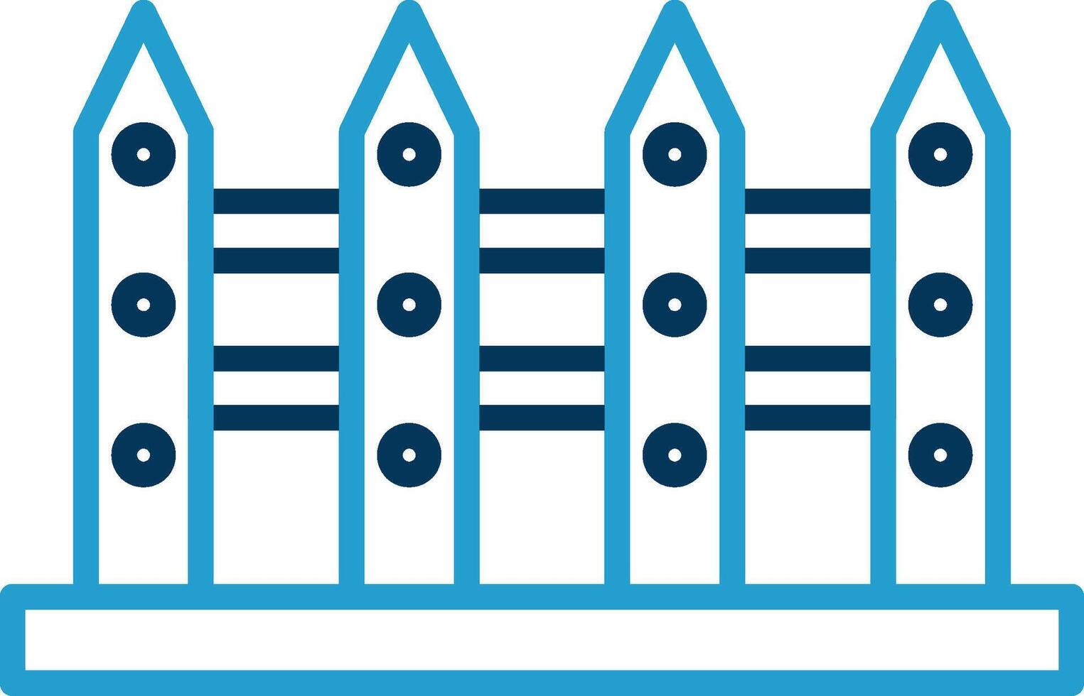 Fence Line Blue Two Color Icon vector
