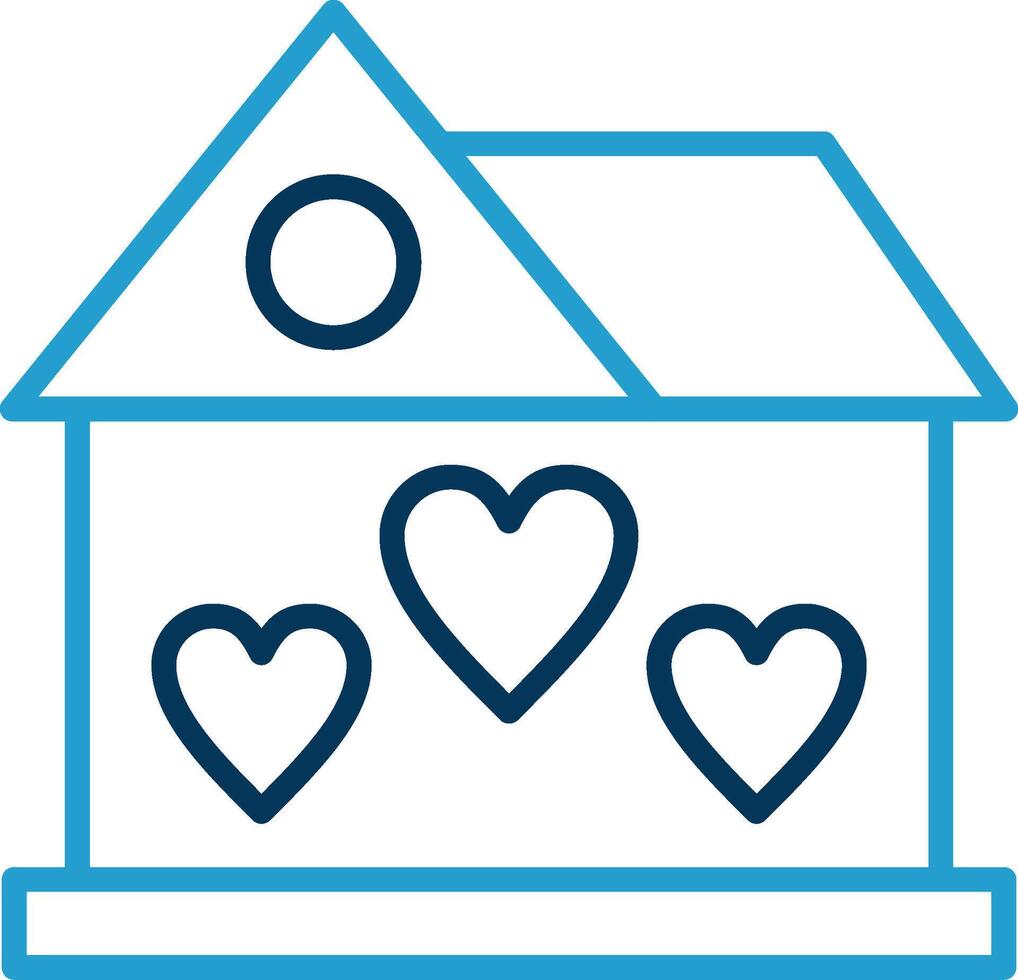 Dream House Line Blue Two Color Icon vector