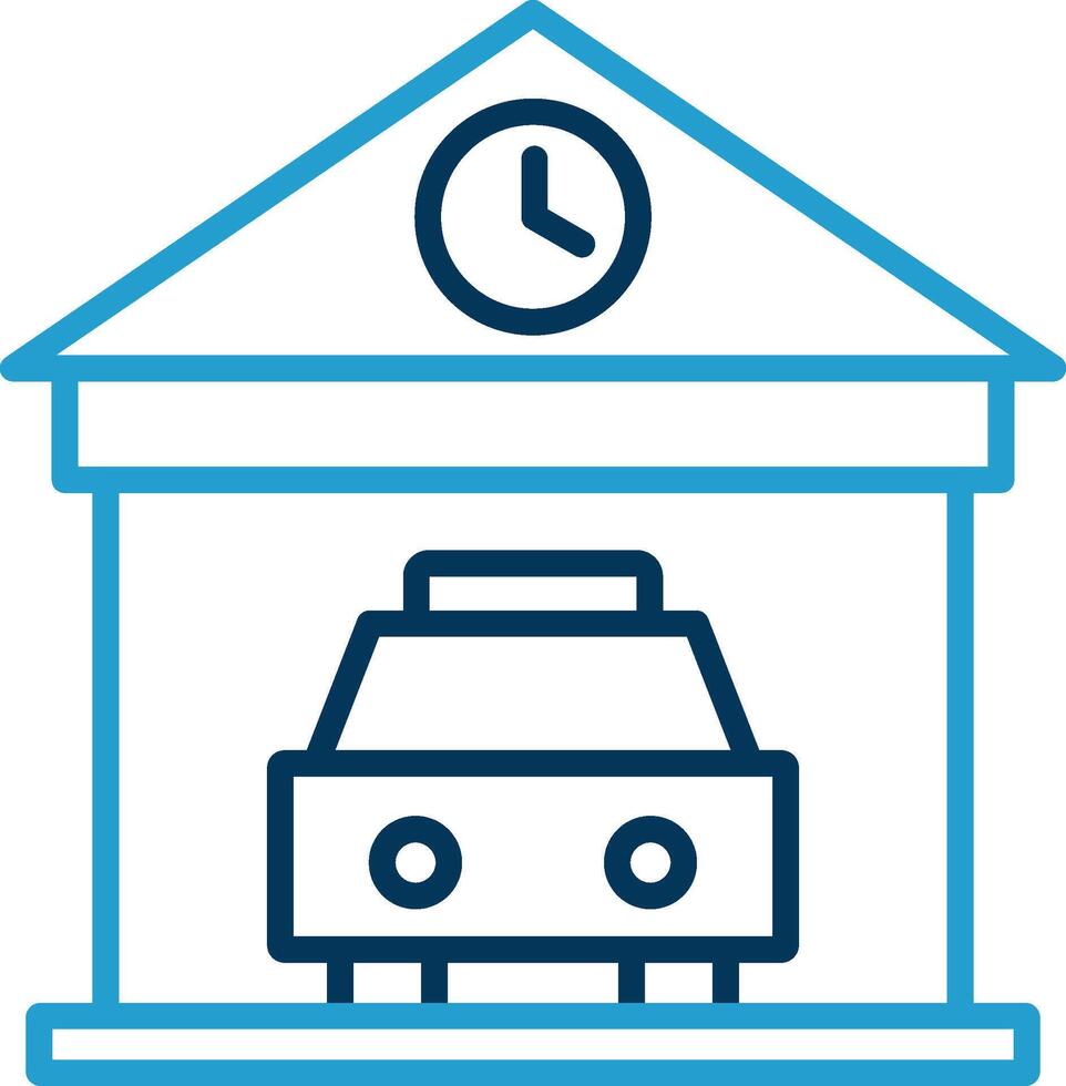 Garage Line Blue Two Color Icon vector