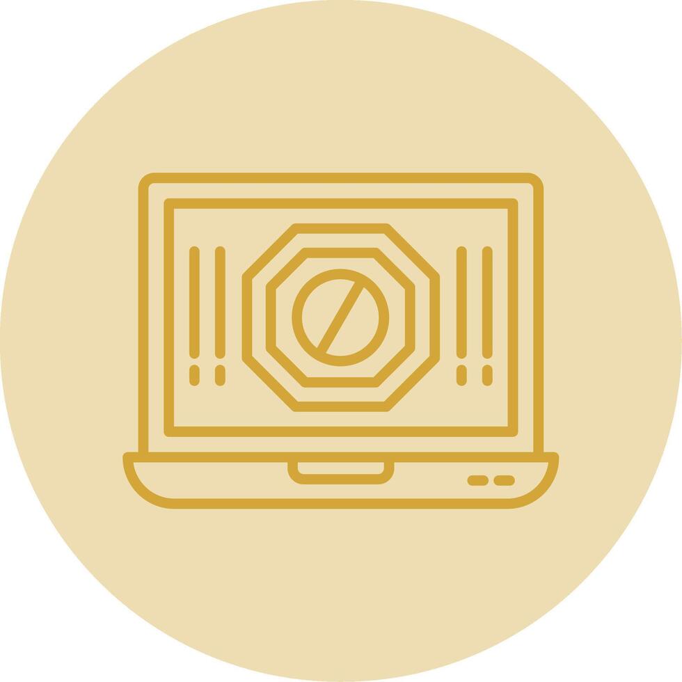 Ad Blocker Line Yellow Circle Icon vector