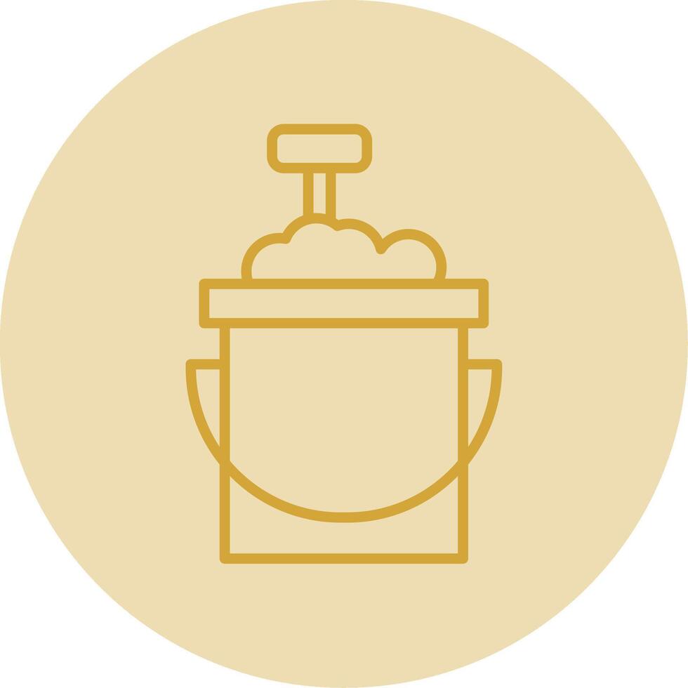 Sand Bucket Line Yellow Circle Icon vector