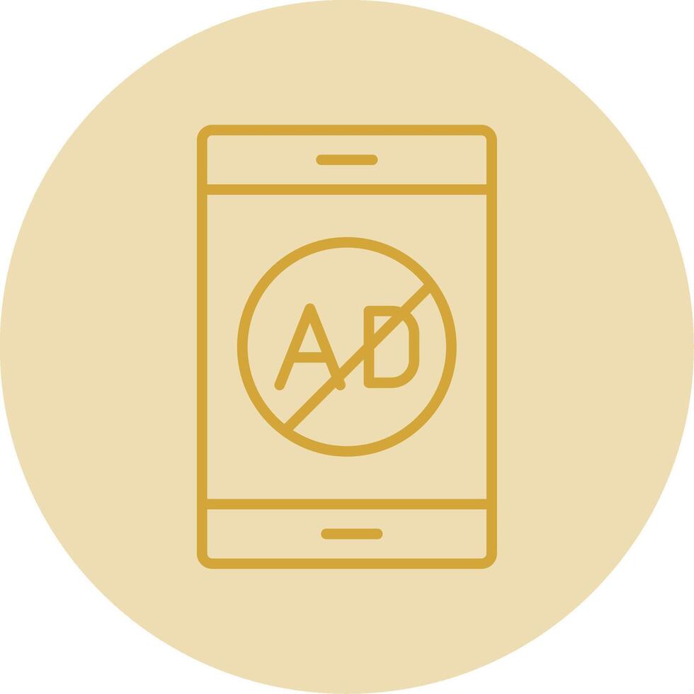 Ad Blocker Line Yellow Circle Icon vector