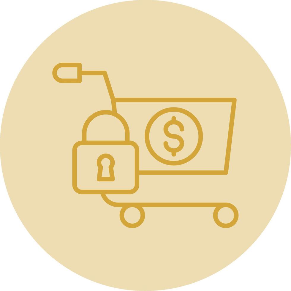 Secure OnLine Yellow Circle Shopping Line Yellow Circle Icon vector