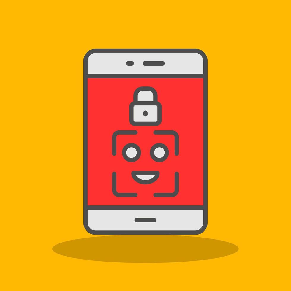 Facial Recognition Filled Shadow Icon vector