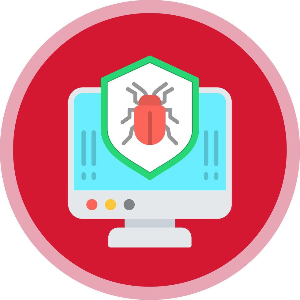 Anti Virus Shield Flat Multi Circle Icon vector
