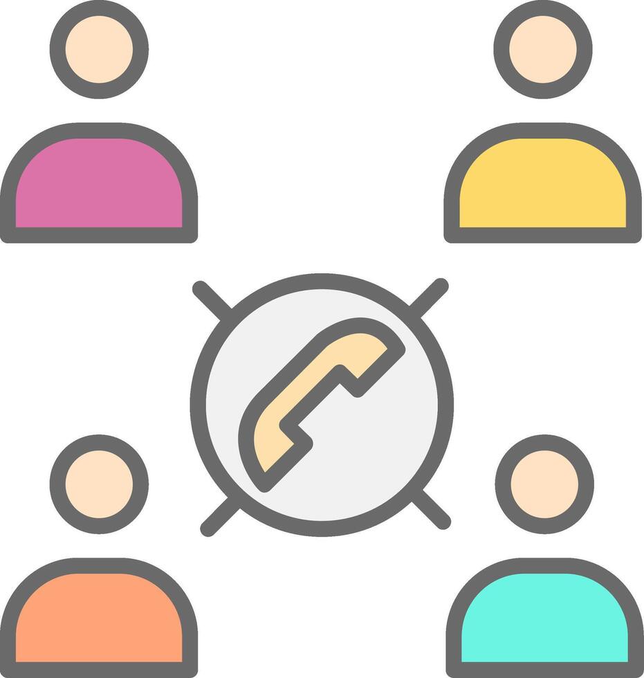 Conference Call Line Filled Light Icon vector